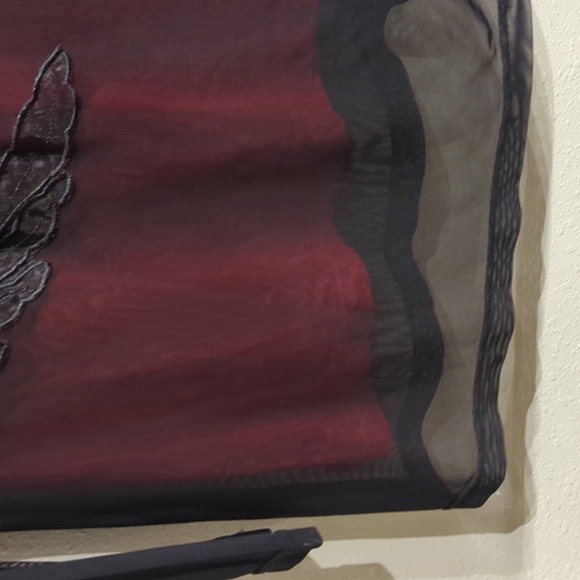 Sheer mesh shirt dress black red embroidered XL women's fairy core academia goth - Picture 5 of 10